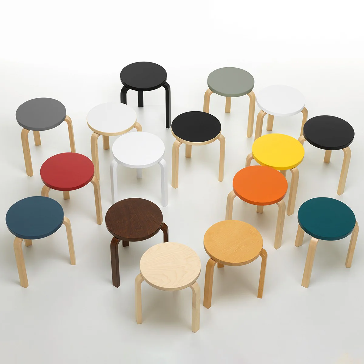 Artek Alvar Aalto Stool 60 - Three Legged Stool - Black Linoleum - Image 5