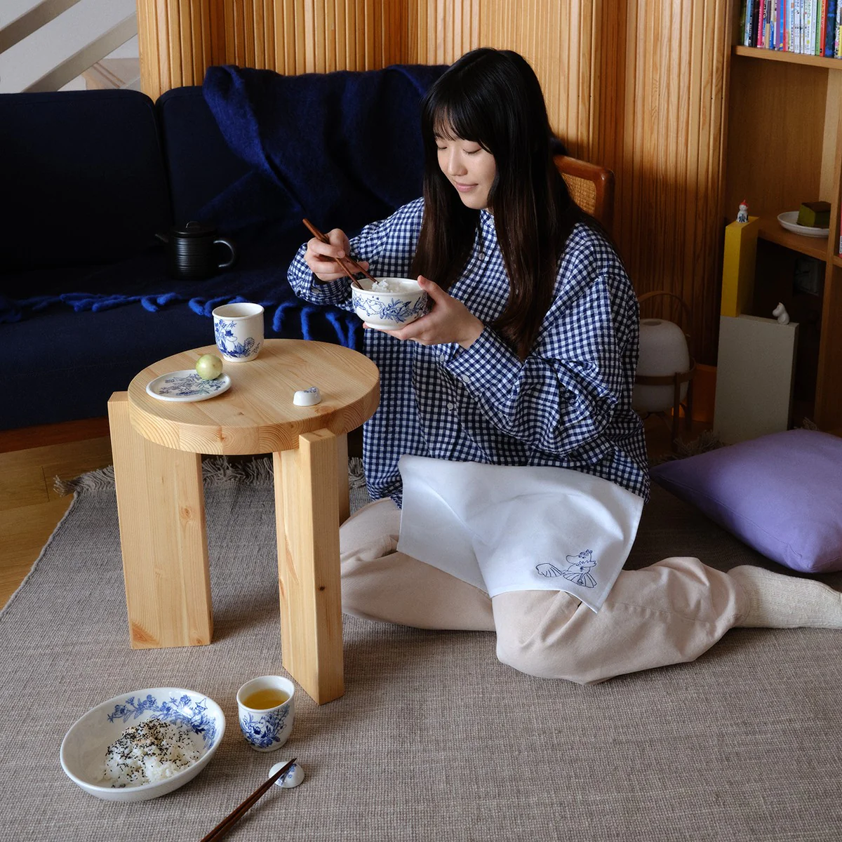 Arabia Moomin Haru White / Blue Pasta Bowl - Image 6