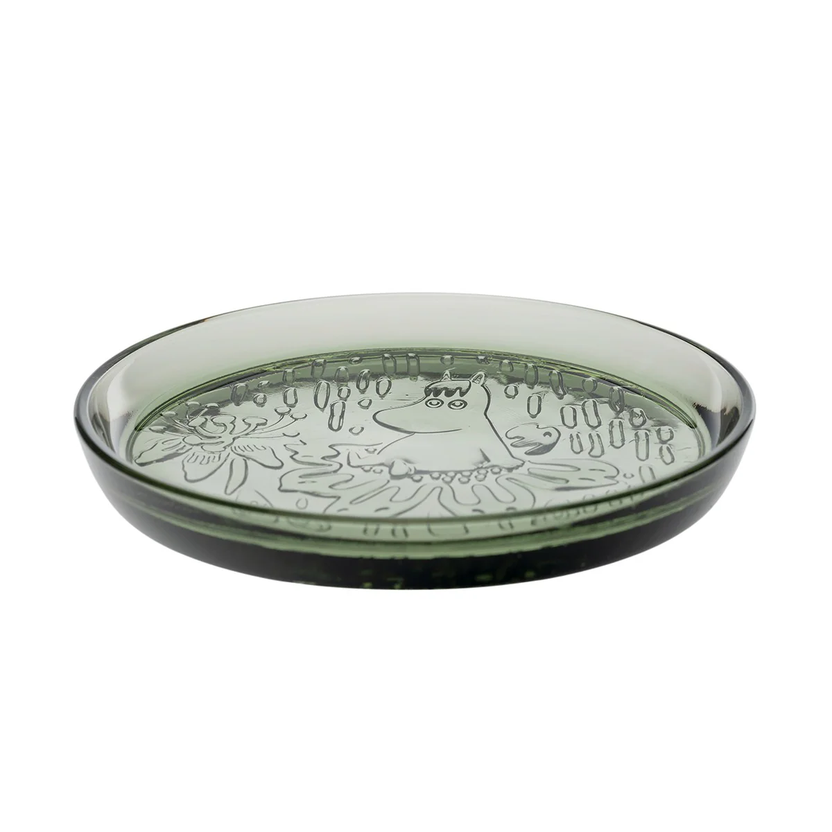 Arabia Moomin Mystical Forest Pine Green Glass Snack Plate - Image 3