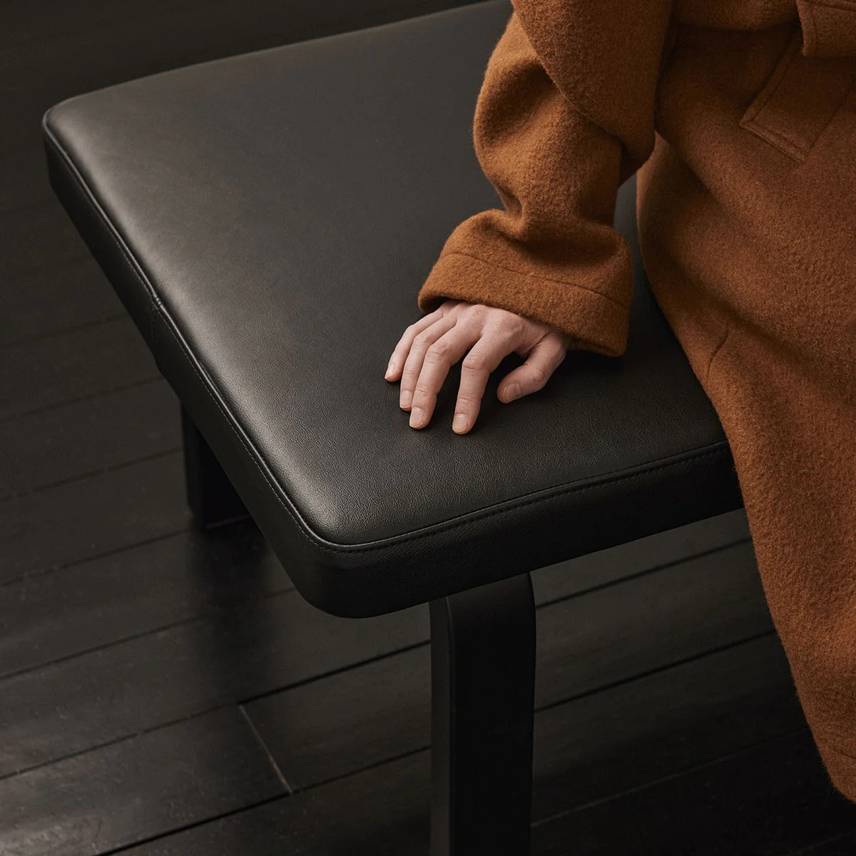 Artek Alvar Aalto Bench 167 - Upholstered Seat w/ Black Lacquered Legs - Image 2