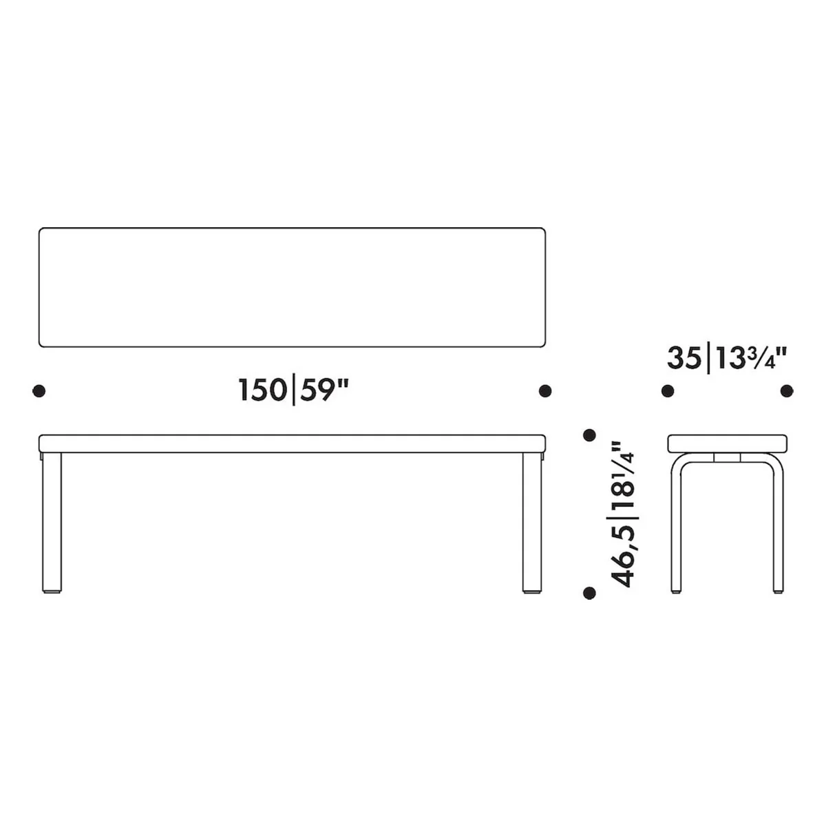 Artek Alvar Aalto Bench 168B - Upholstered Seat w/ Birch Legs - Image 4