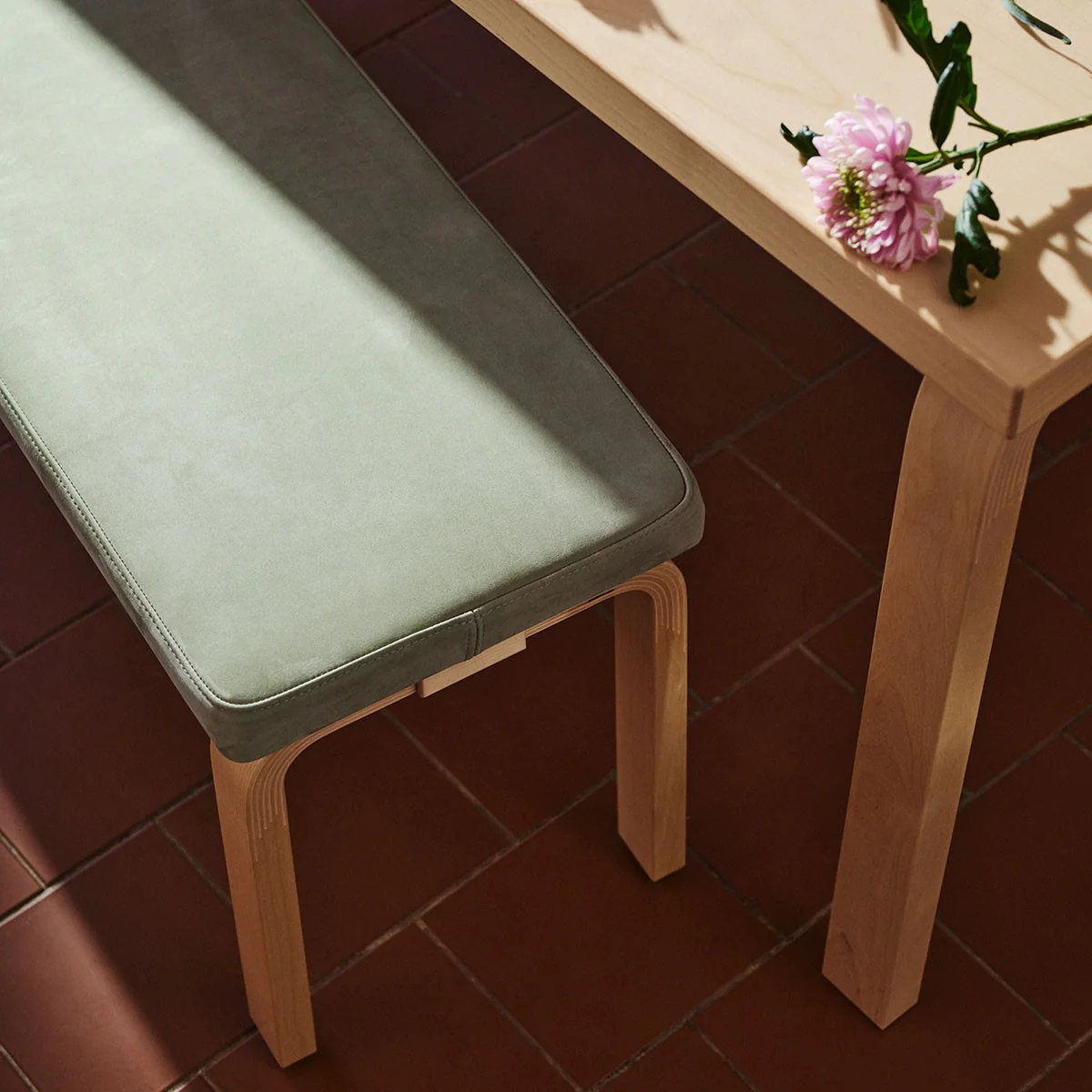 Artek Alvar Aalto Bench 168B - Upholstered Seat w/ Black Lacquered Legs - Image 5
