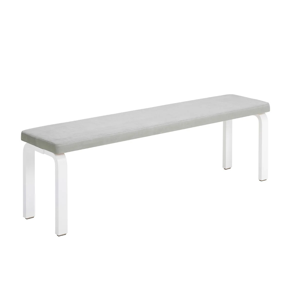 Artek Alvar Aalto Bench 168B - Upholstered Seat w/ White Lacquered Legs - Image 2