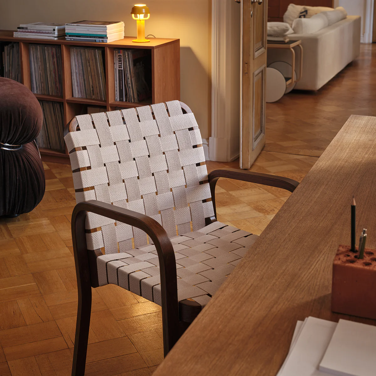 Artek Alvar Aalto Armchair 45 - Linen Webbing Upholstery - Image 2