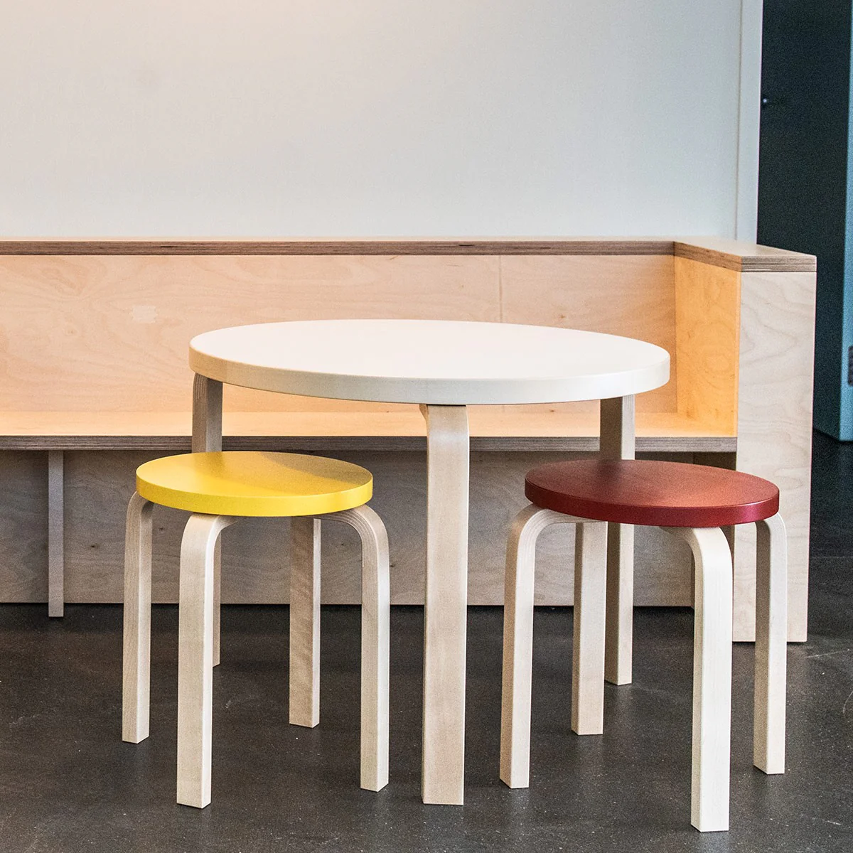 Artek Alvar Aalto Anniversary Stool E60 - Four Legged Stool - Red - Image 2