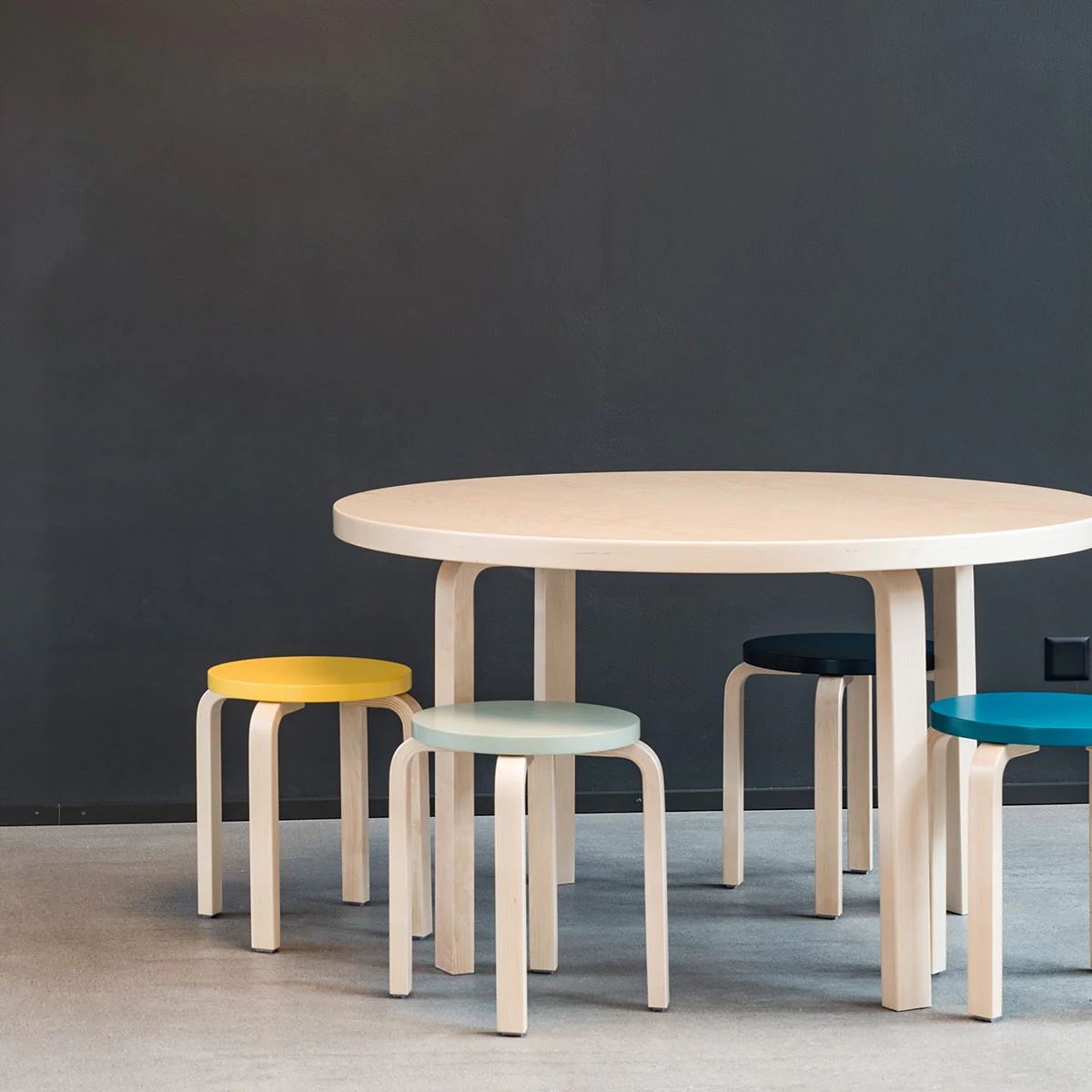 Artek Alvar Aalto Anniversary Stool E60 - Four Legged Stool - Yellow - Image 5