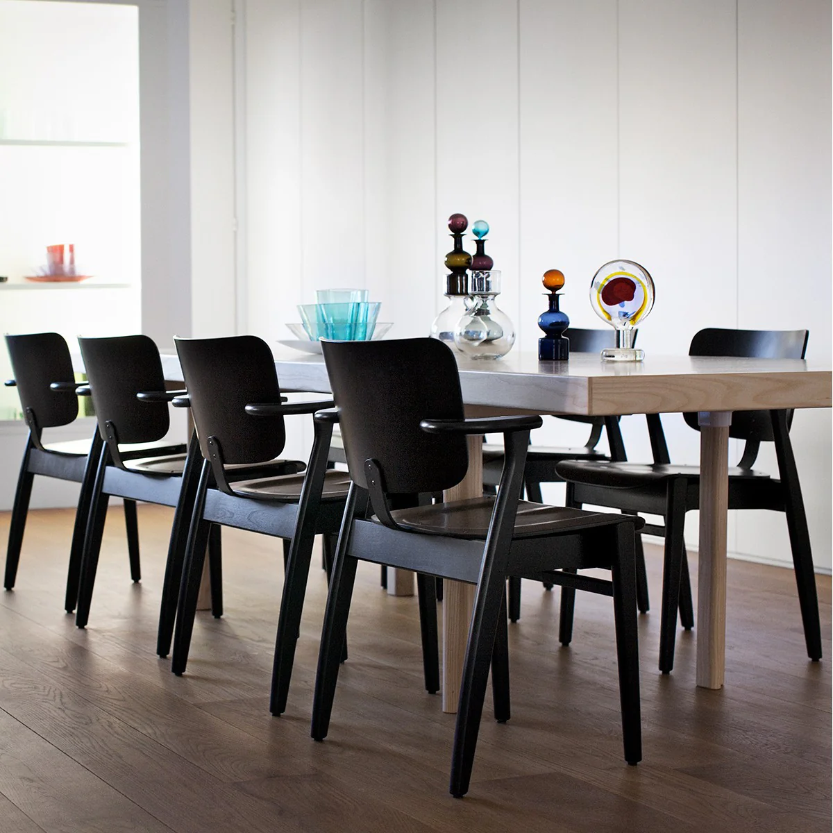 Artek Domus Black Lacquered Leather Upholstered Chair - Image 2