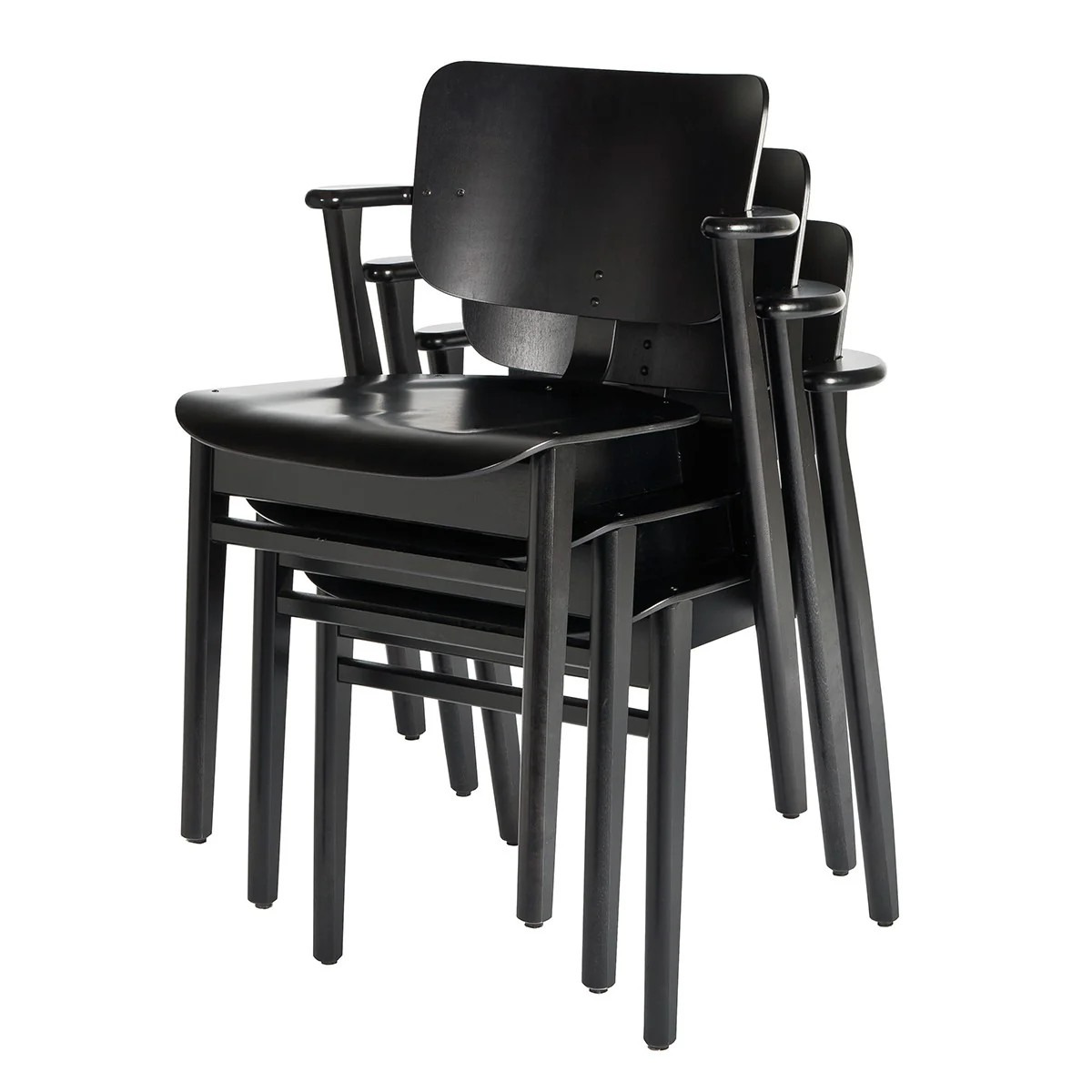Artek Domus Black Lacquered Leather Upholstered Chair - Image 4