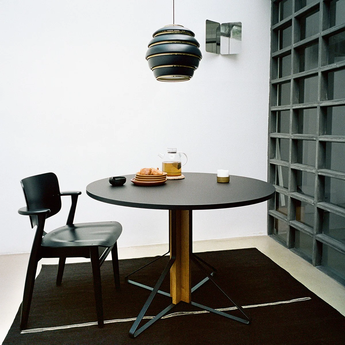 Artek Domus Black Lacquered Leather Upholstered Chair - Image 6