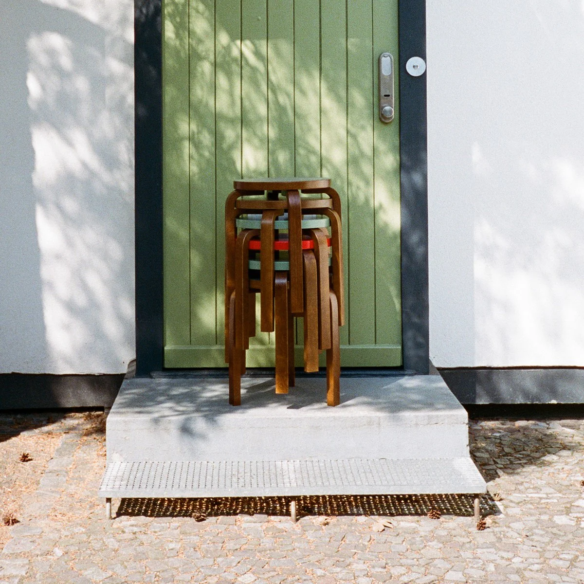 Artek Alvar Aalto E60 - Four Legged Stool - Walnut Stained - Image 4