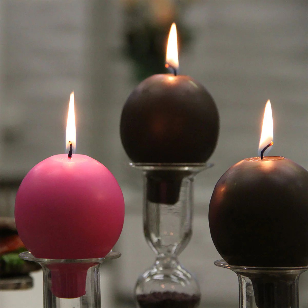 Festivo Black Ball Candles - Set of 2 - Image 3