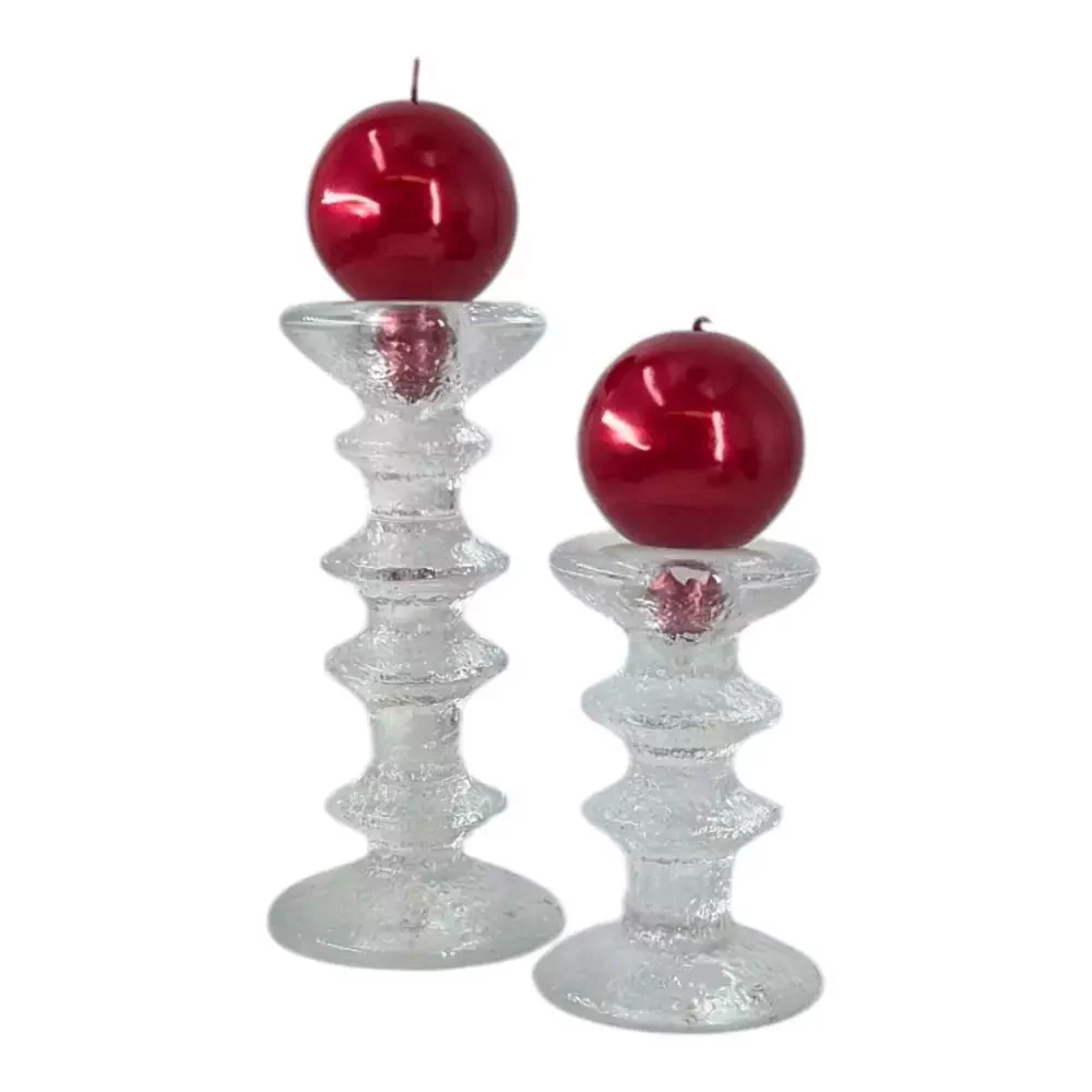 Festivo Glossy Dark Red Ball Candles - Set of 2 - Image 2