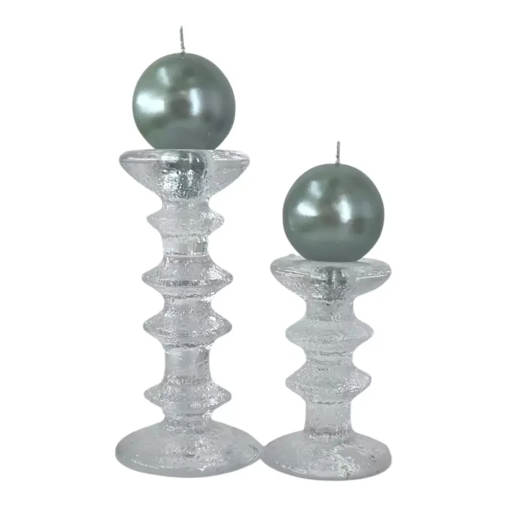 Festivo Metallic Glow Sage Ball Candle - Set of 2 - Image 2