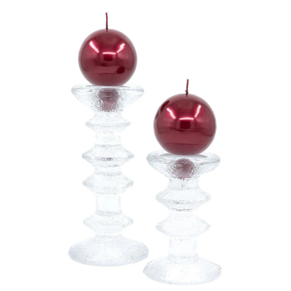 Festivo Metallic Wine Red Candles - Set of 2 - Image 2