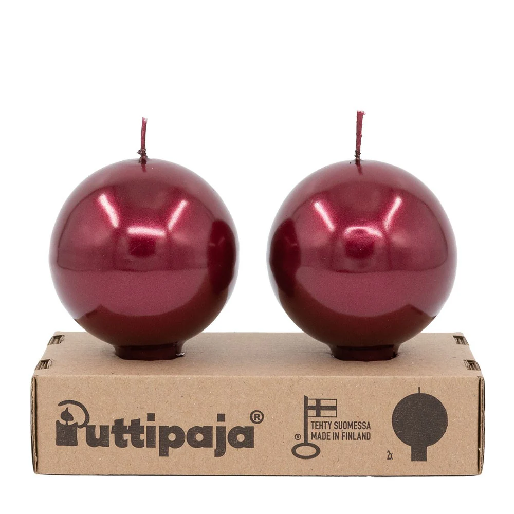 Festivo Metallic Wine Red Candles - Set of 2 - Image 3