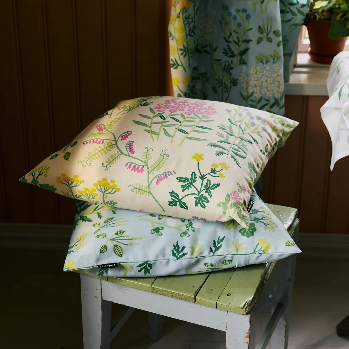 Finlayson Joutomaa Off White / Purple / Green Throw Pillow - Image 4