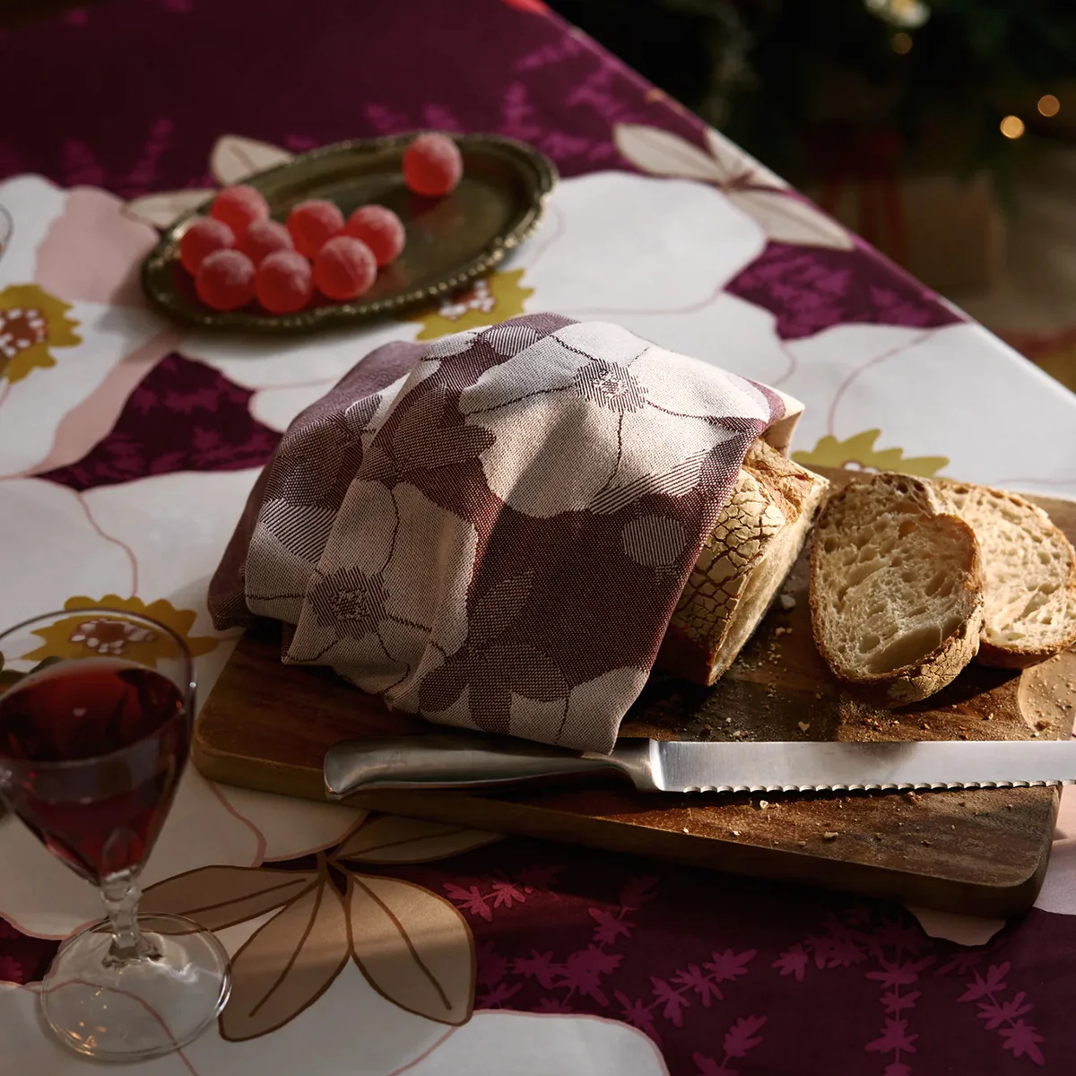 Finlayson Rosa Plum / White Tea Towels - Set of 2 - Image 3