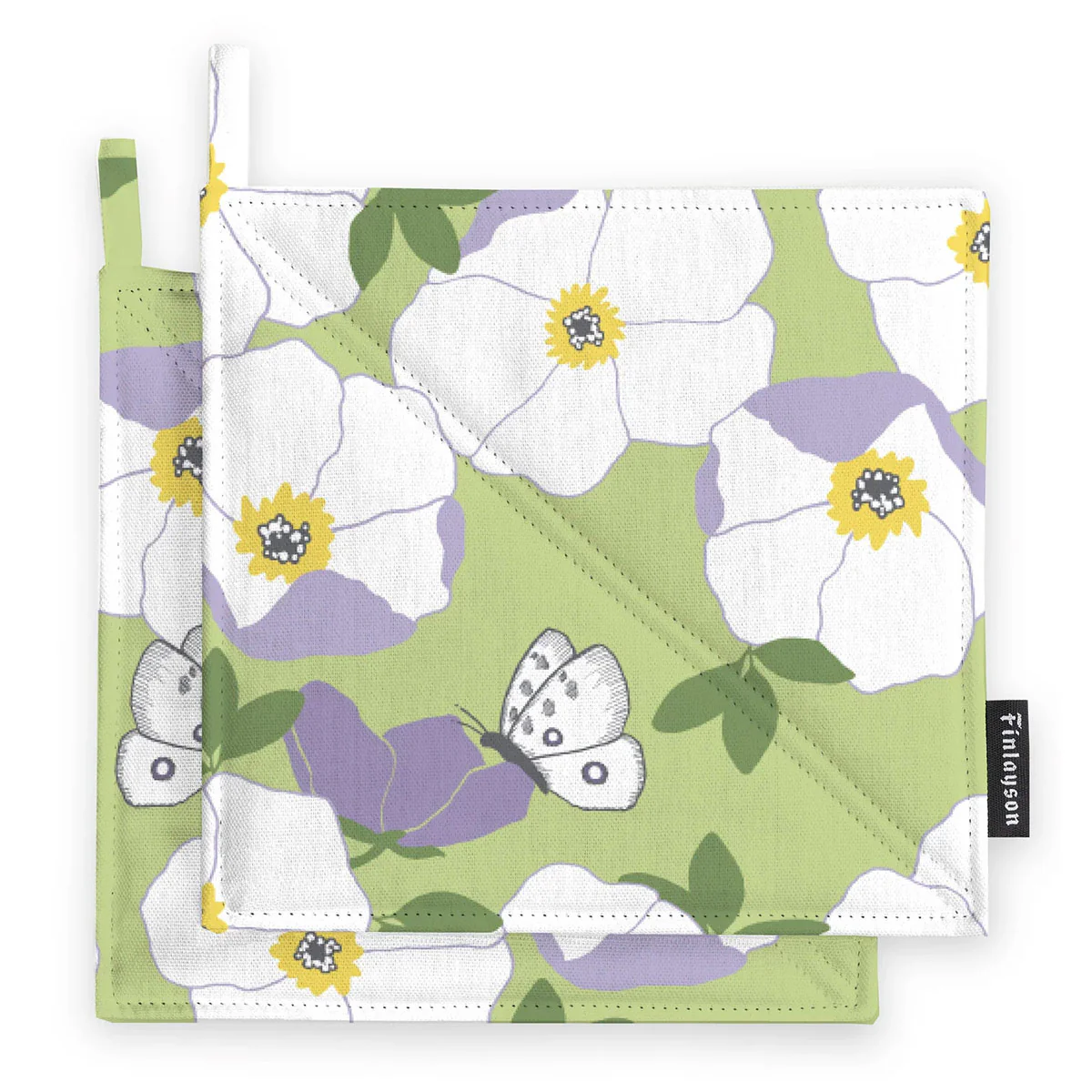 Finlayson Ruusa Light Green / White / Lilac Pot Holder - Set of 2