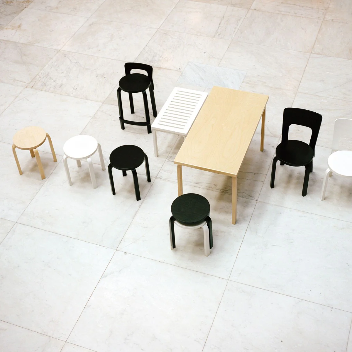 Artek Alvar Aalto E60 - Four Legged Stools - Black Lacquered - Image 2