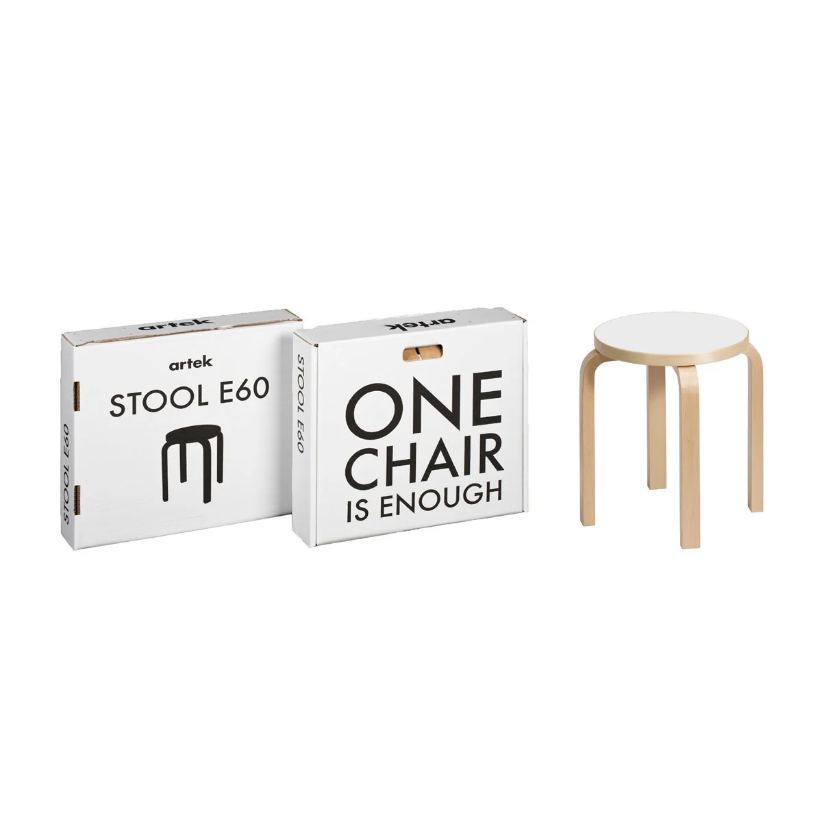 Artek Alvar Aalto E60 - Four Legged Stool - White Laminate - Image 2