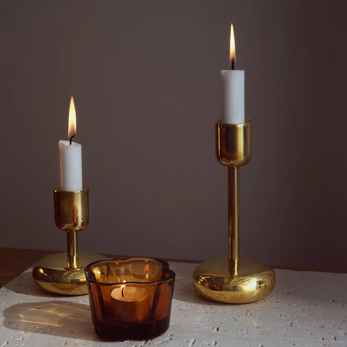 iittala Nappula Brass Tall Candle Holder - Image 2