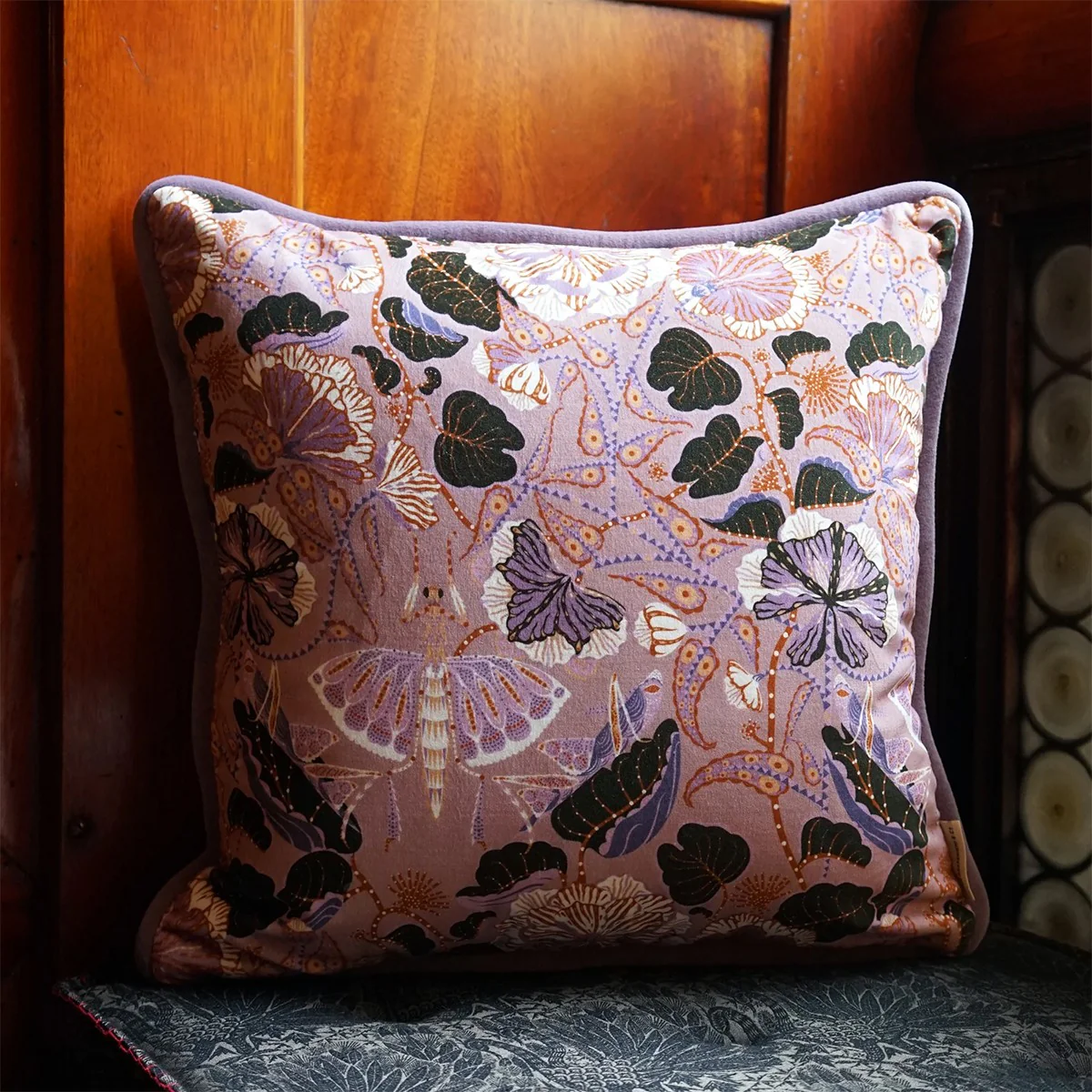 Klaus Haapaniemi Grasshopper Pink Velvet Throw Pillow - Image 2