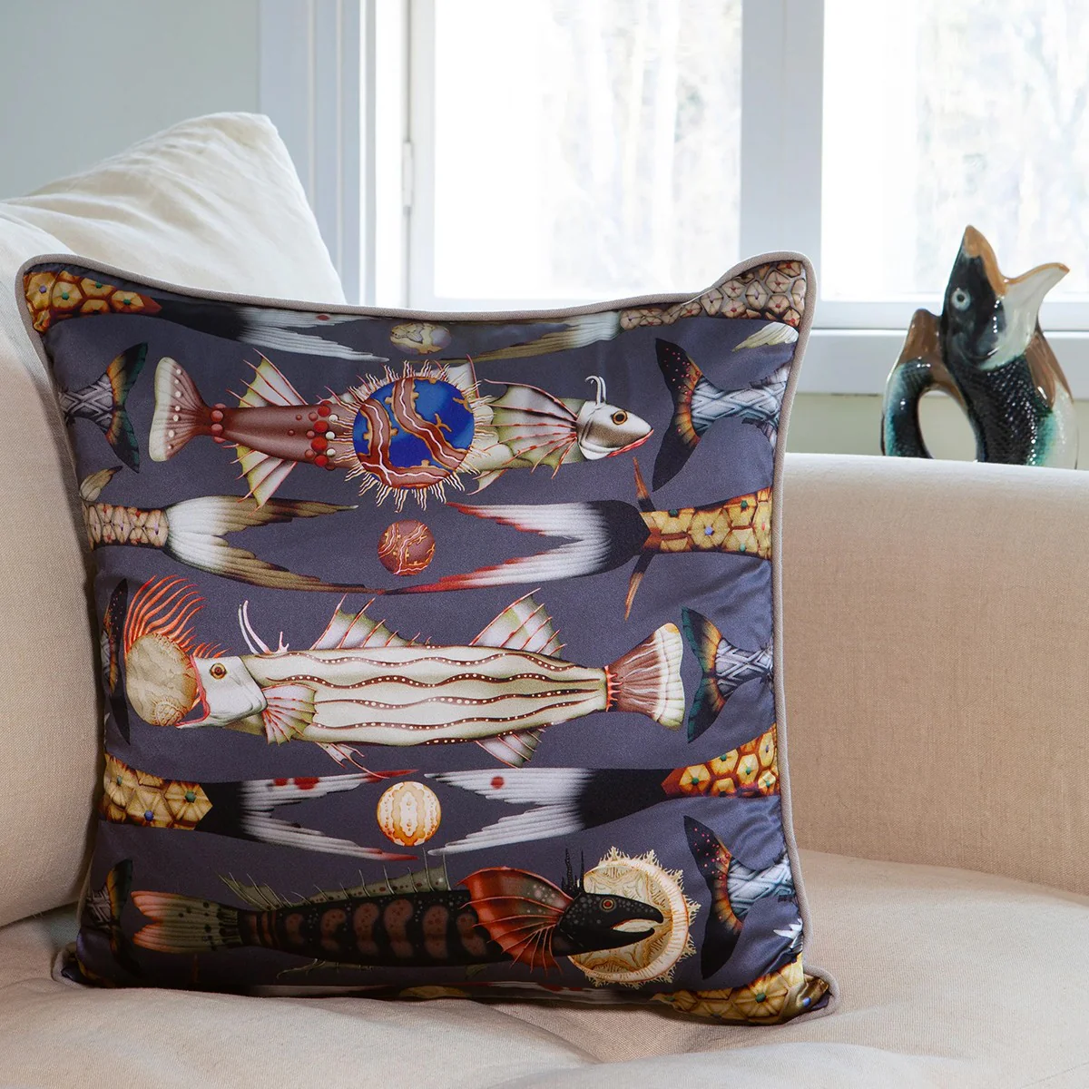 Klaus Haapaniemi Misto Mare Fish Silk Throw Pillow - Image 2