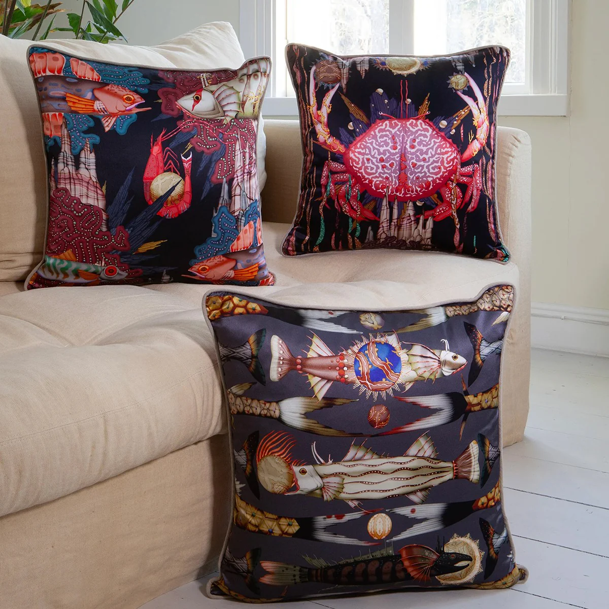 Klaus Haapaniemi Misto Mare Fish Silk Throw Pillow - Image 4