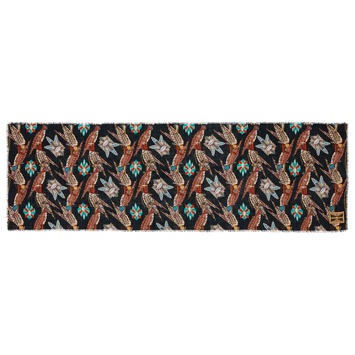 Klaus Haapaniemi Polar Byzantine Falcon Black / Multicolor Wool Scarf - Image 2