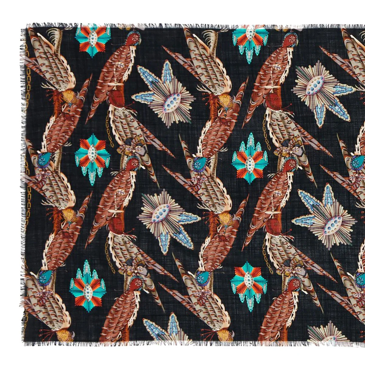 Klaus Haapaniemi Polar Byzantine Falcon Black / Multicolor Wool Scarf - Image 3