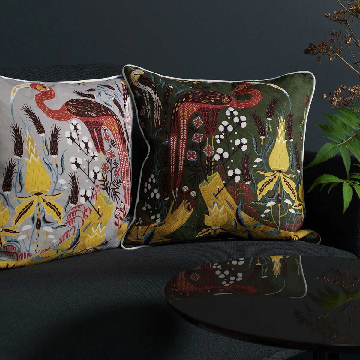 Klaus Haapaniemi Crane Green Throw Pillow - Image 3