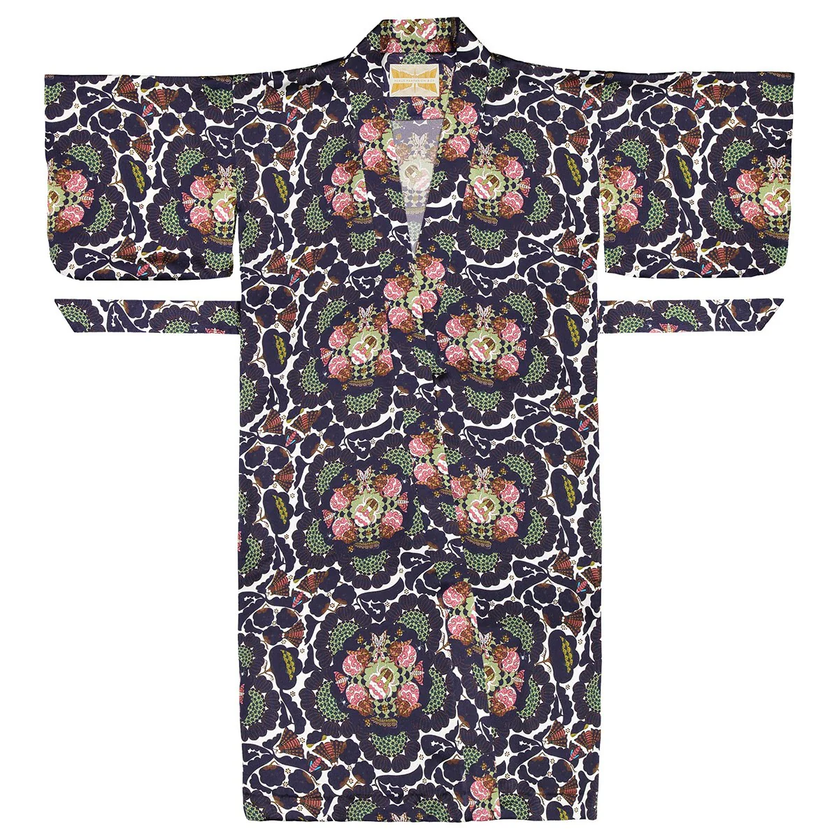 Klaus Haapaniemi Navy / White / Pink Midsummer Night Silk Kimono - One Size - Image 3
