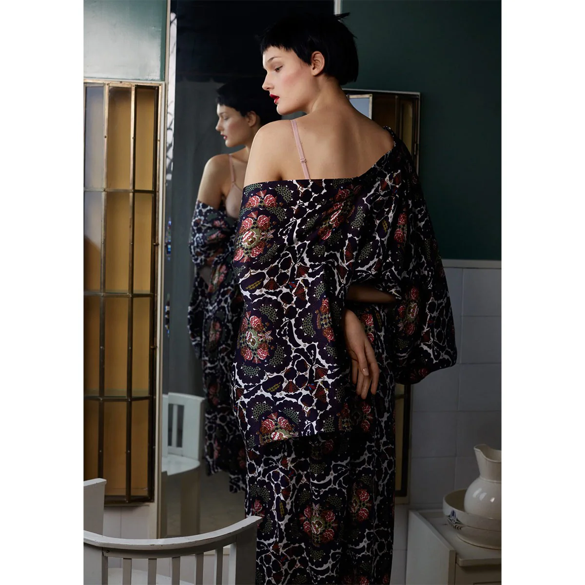 Klaus Haapaniemi Navy / White / Pink Midsummer Night Silk Kimono - One Size - Image 5