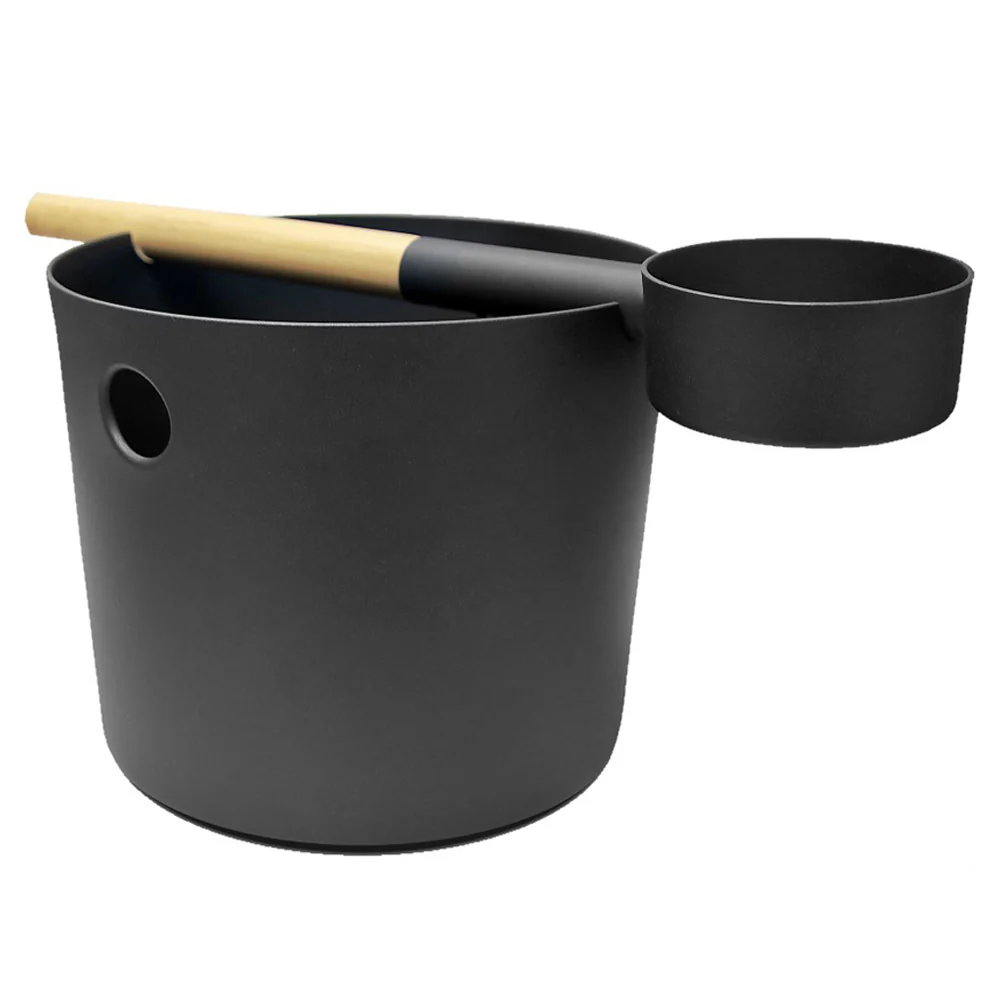 Kolo Black Aluminum / Bamboo Sauna Bucket + Ladle Set - Image 3