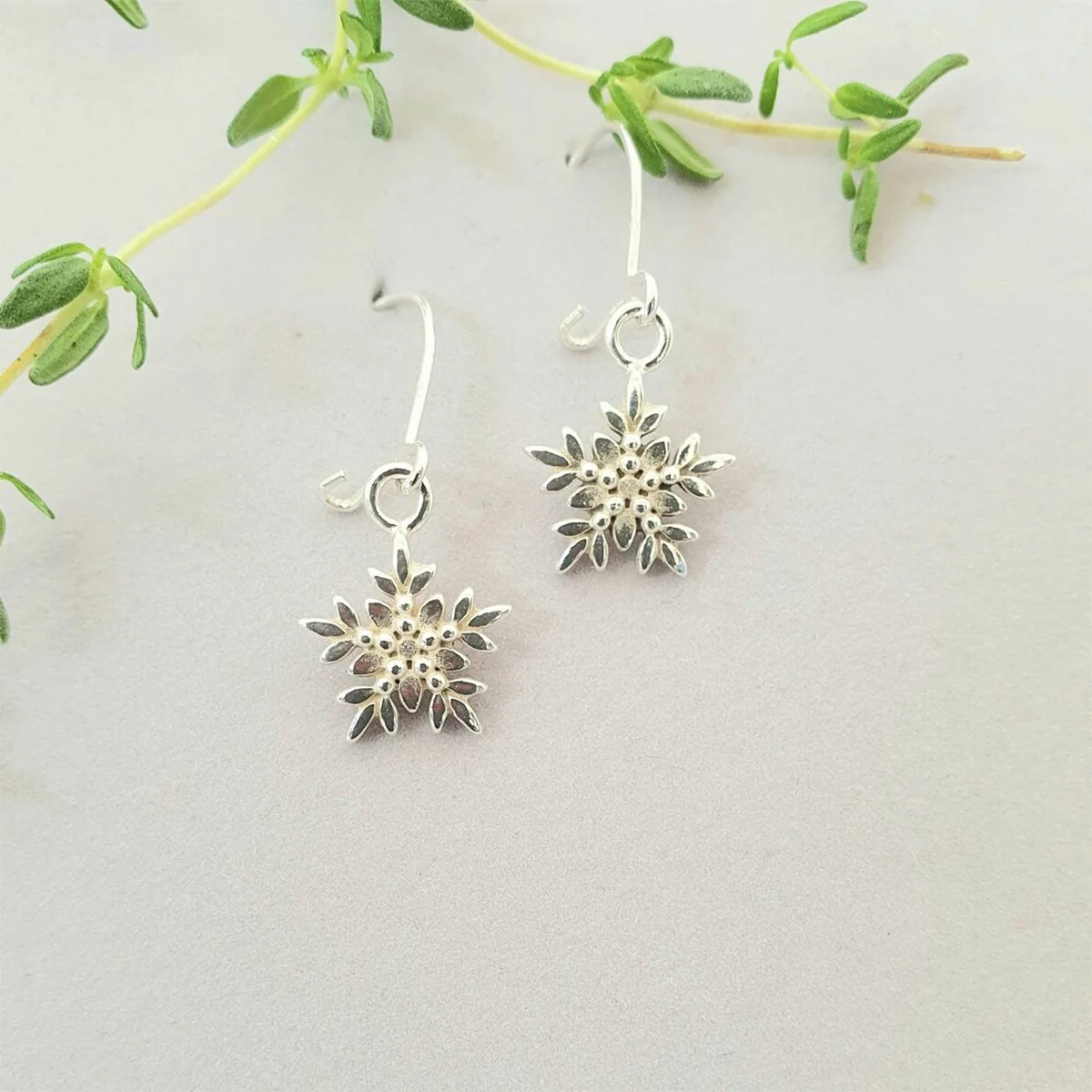 Korunilo Arctic Flower Silver Hook Earrings - Image 3