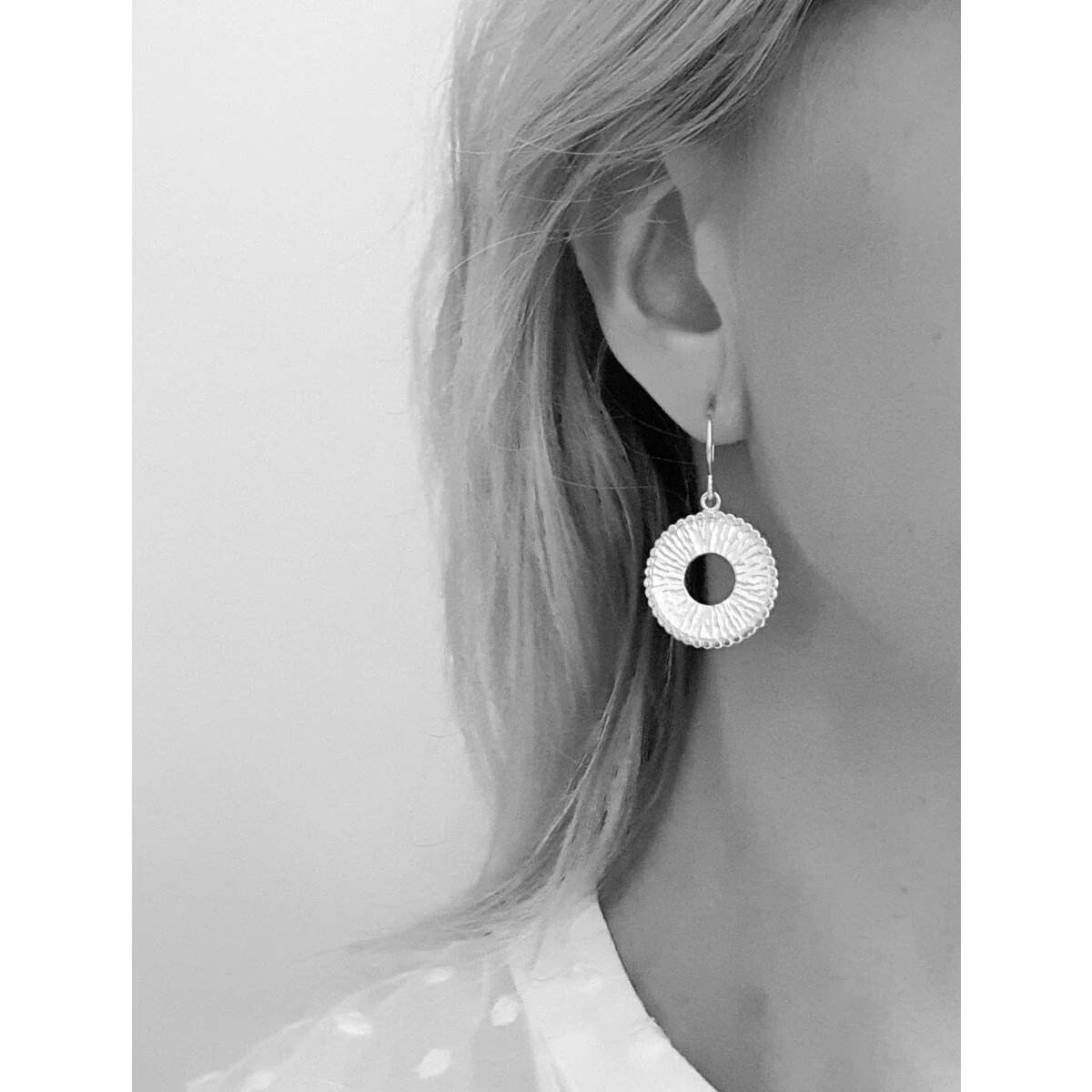 Korunilo Big Silver Moon Earrings - Image 2