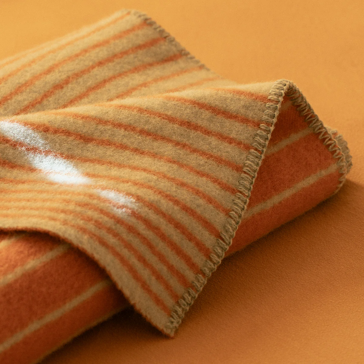 Lapuan Kankurit Aurora Cinnamon / Light Blue Wool Throw Blanket - Image 3