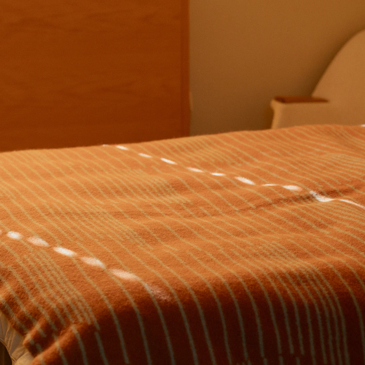 Lapuan Kankurit Aurora Cinnamon / Light Blue Wool Throw Blanket - Image 4