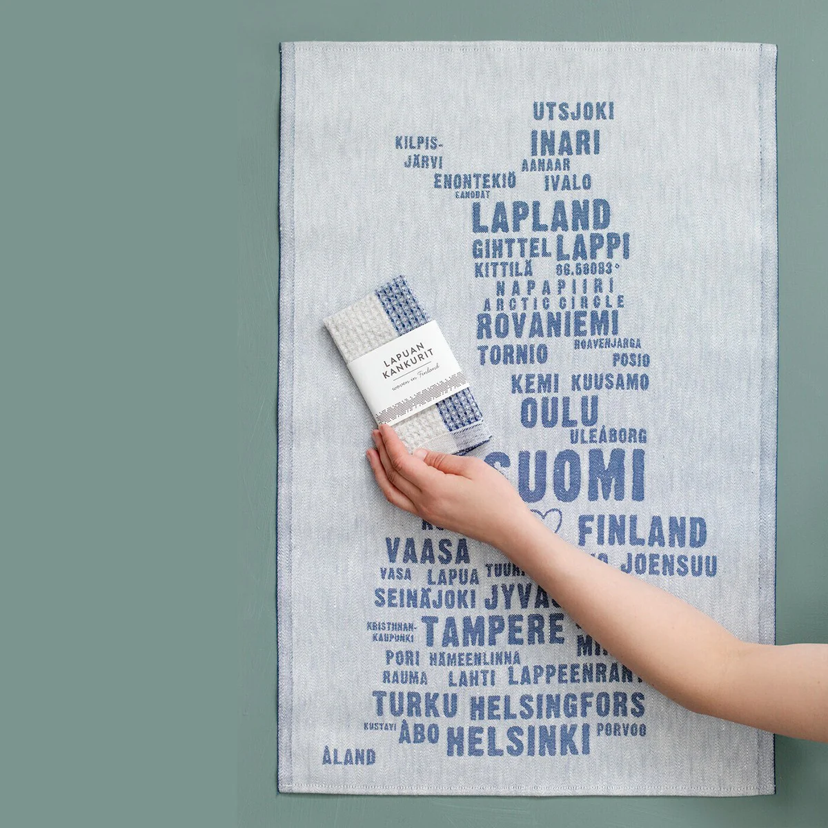 Lapuan Kankurit My Finland White / Dark Blue Tea Towel - Image 3