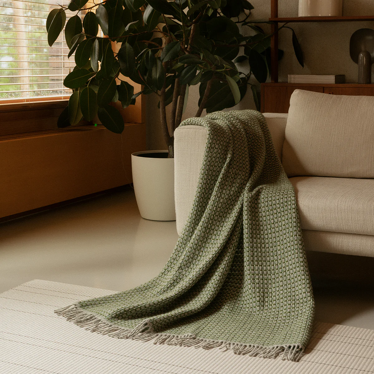 Lapuan Kankurit Havas Olive Green / Grey Wool Throw Blanket - Image 3