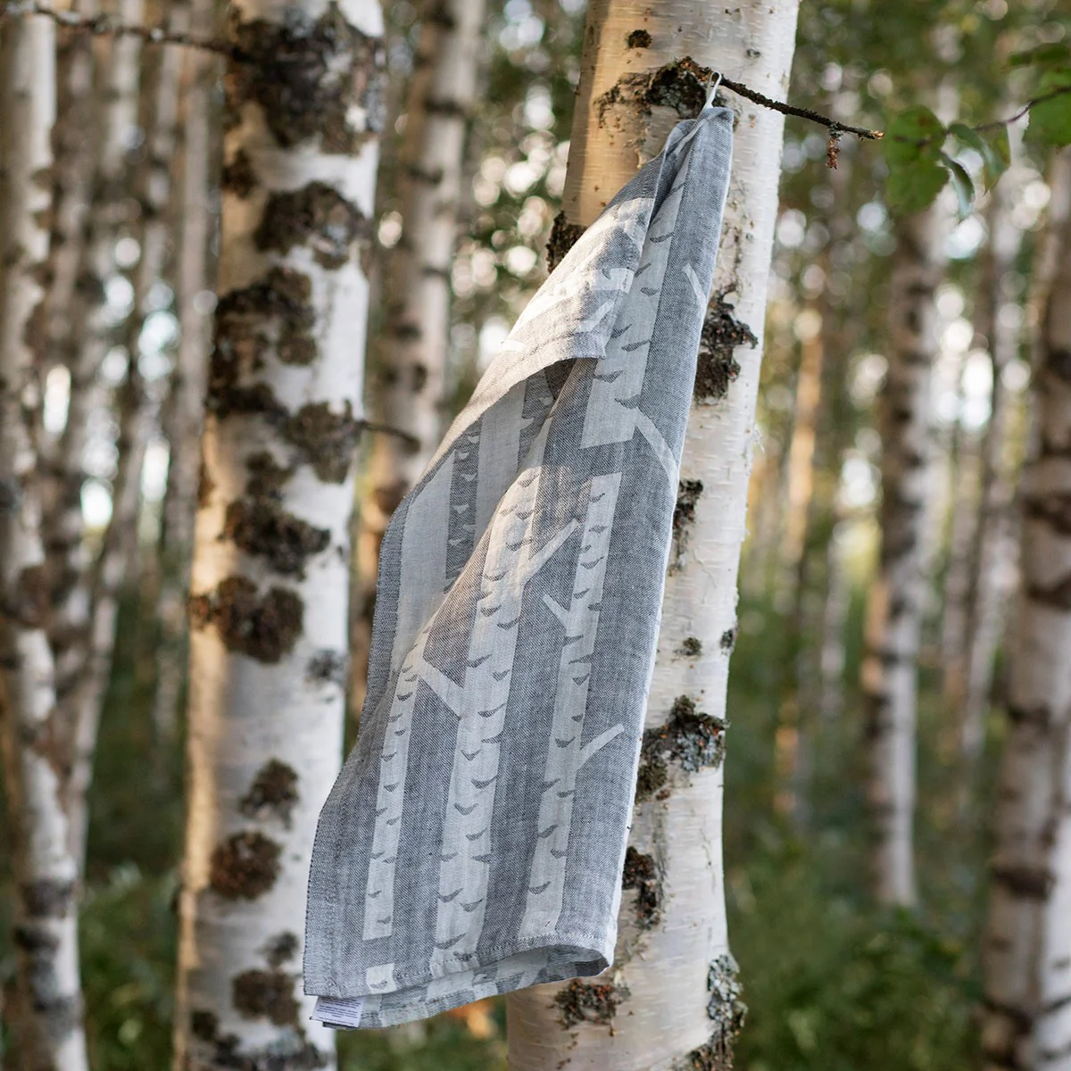 Lapuan Kankurit Koivu White / Grey Linen Sauna Towel / Seat Cover - Image 2