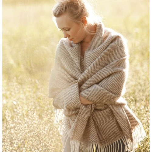 Lapuan Kankurit Maria Taupe / Ivory Wool Pocket Shawl - Image 2