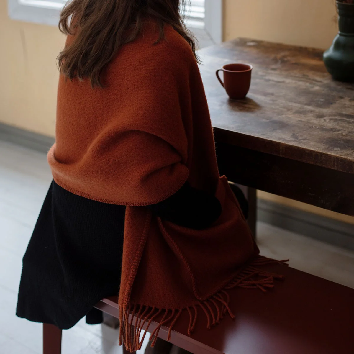Lapuan Kankurit Uni Cinnamon Wool Pocket Shawl - Image 3
