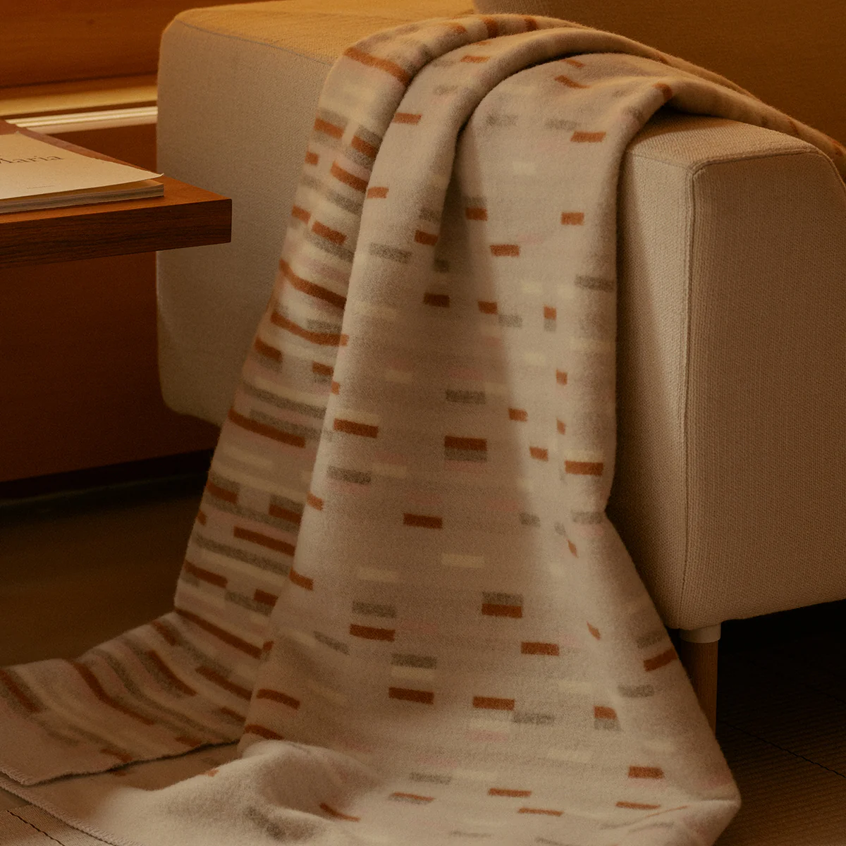 Lapuan Kankurit Yllatys Beige / Rose / Cinnamon Wool Throw Blanket - Image 2