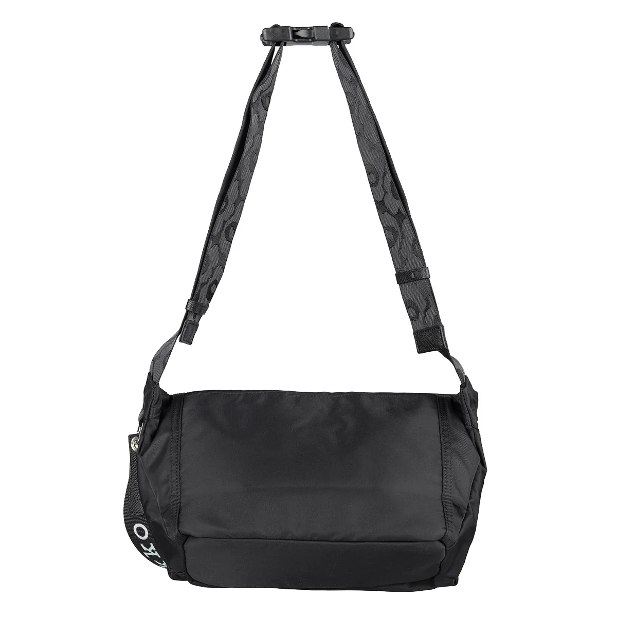 Marimekko Solid Black Medium Sling Shoulder Bag w/ Unikko Strap - Image 3