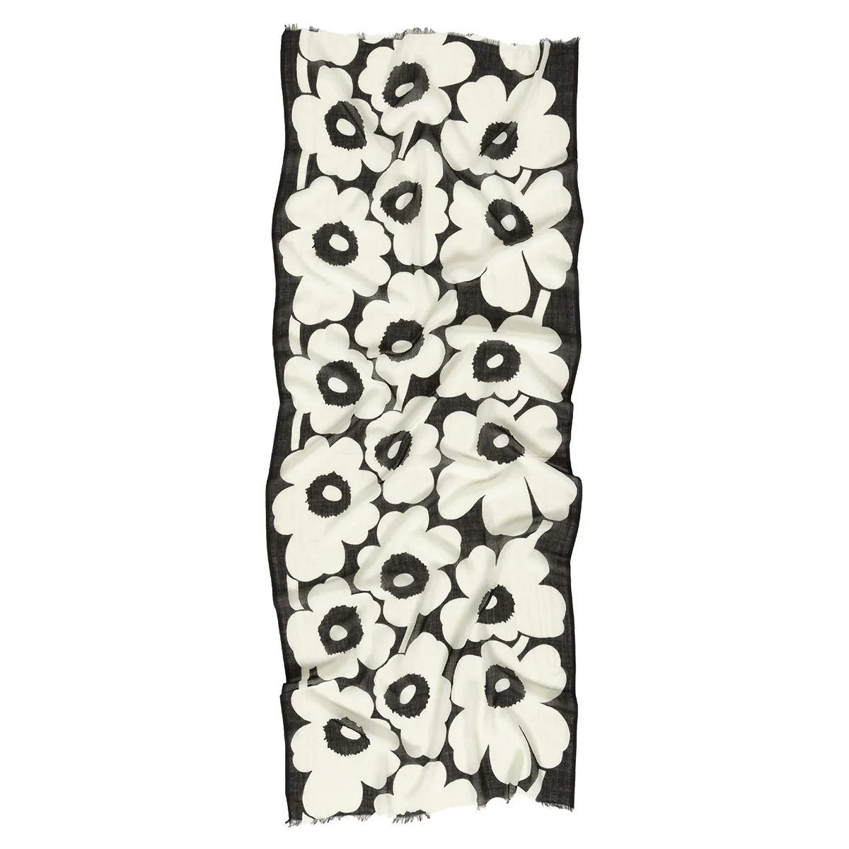 Marimekko Fiore Unikko Black / Off White Scarf - Image 3