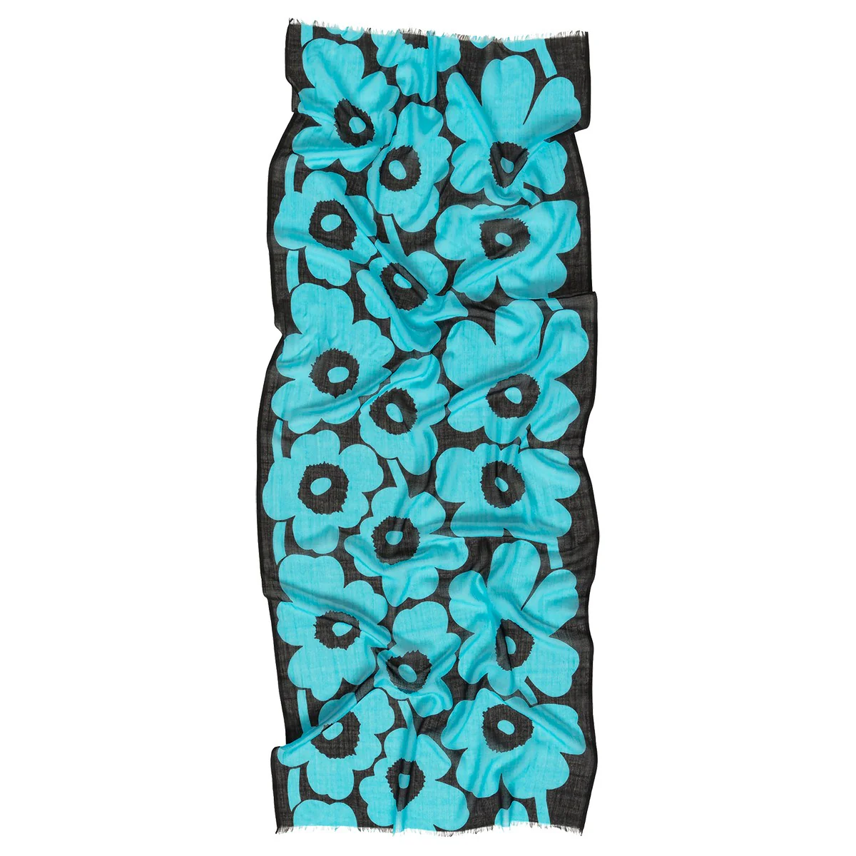 Marimekko Fiore Unikko Black / Blue Scarf - Image 3