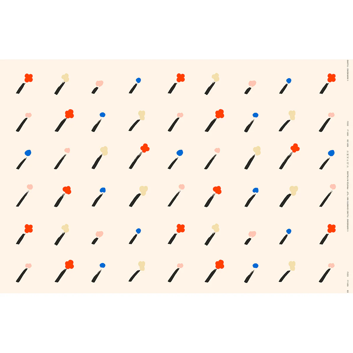 Marimekko Ilo Cream / Black / Multi Cotton Fabric - Image 3