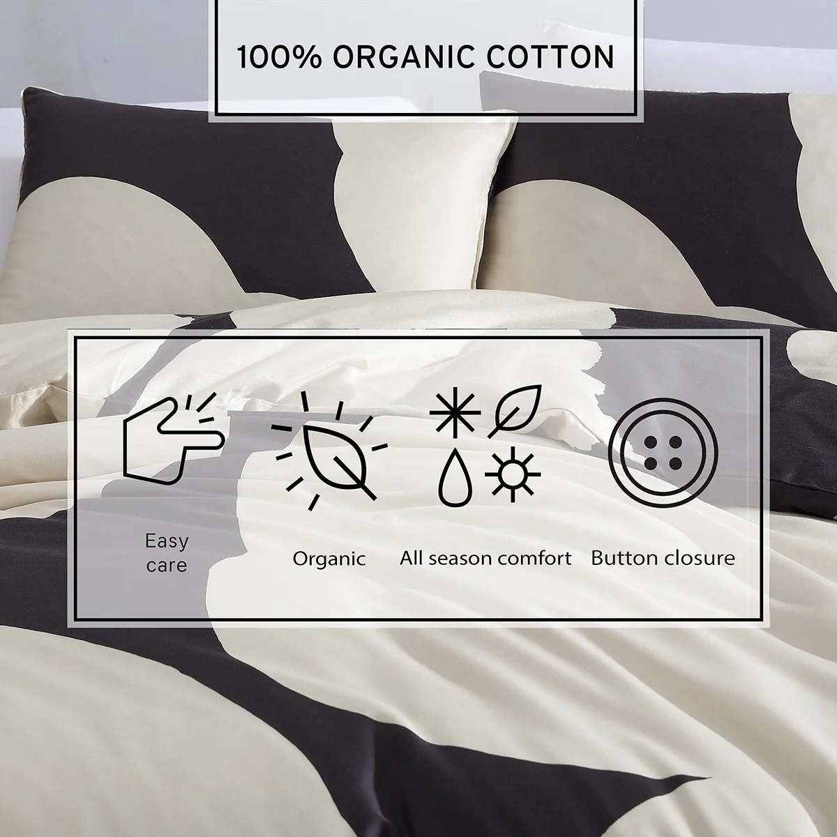 Marimekko Iso Unikko Off White / Charcoal King Duvet Cover Set - Image 6