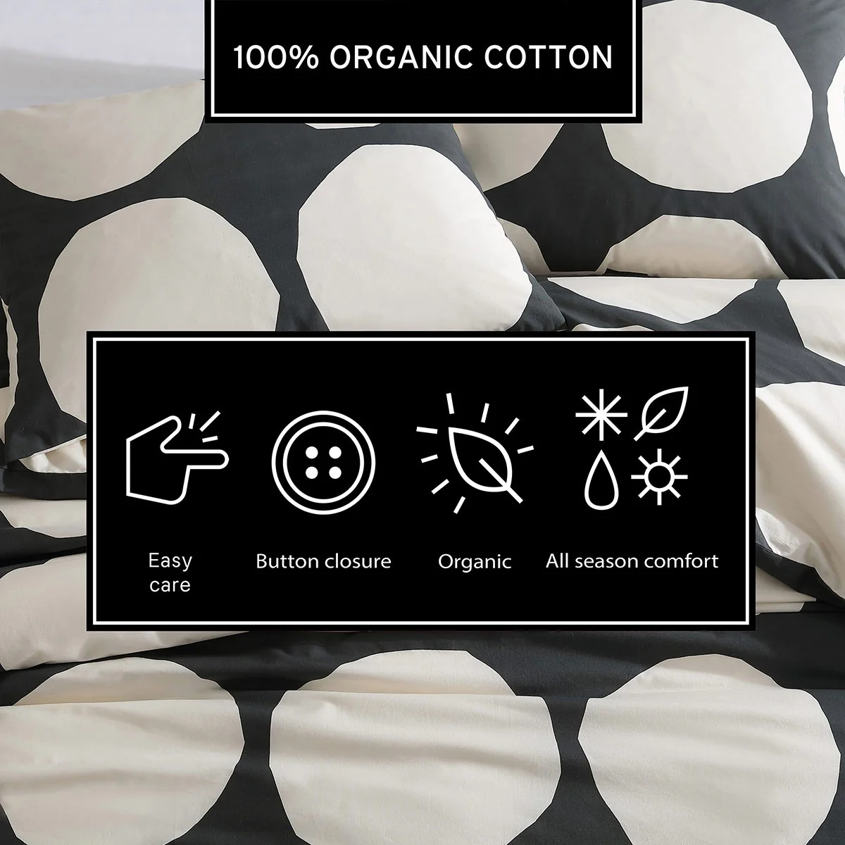 Marimekko Kivet Charcoal / Off White Full / Queen Duvet Cover Set - Image 6